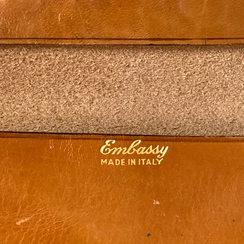 Embassy Made In Italy Vintage Brown Genuine Leather Wallet Clutch Gold Scrolling - Picture 7 of 7